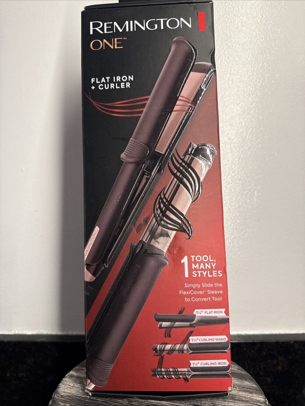 Remington ONE 1 1/4" Ceramic Flat Iron & Curler, Dual Heat, 450°F, Black